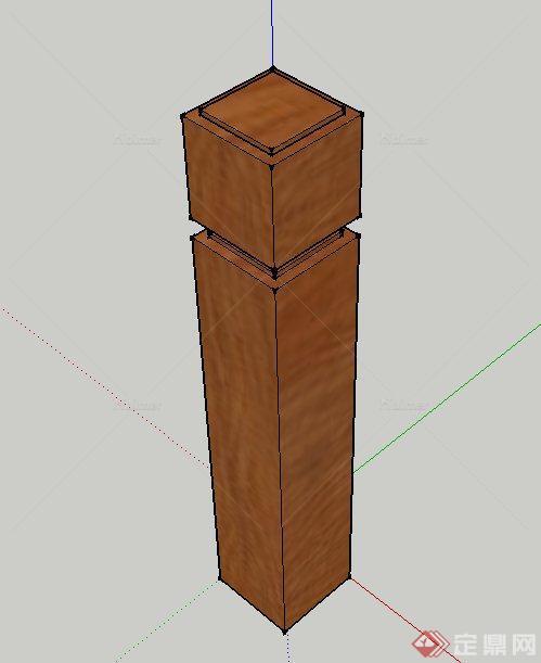 木质手扶梯柱设计SU模型+CAD图