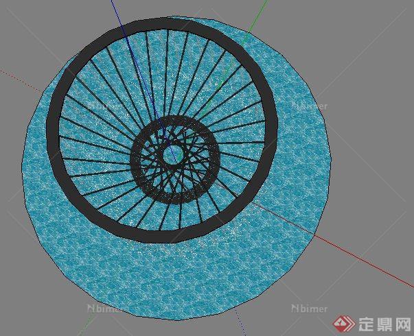 圆形水帘景观设计SU模型[原创]
