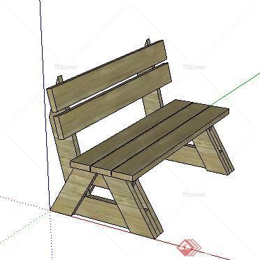 园林景观木质座椅SU模型