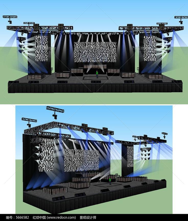 舞台舞美背景设计SU草图大师skp模型