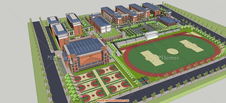 原创欧式学校，做的建筑加景观，（su高差处理搞