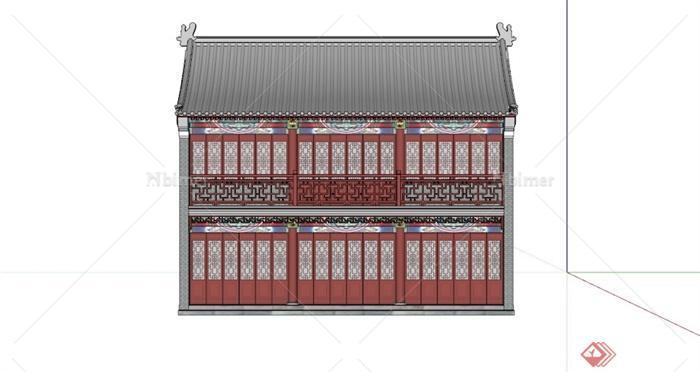 古典中式两层住宅建筑SU模型[原创]