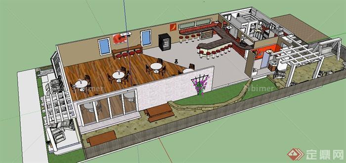 室内装饰之餐馆室内空间设计su模型
