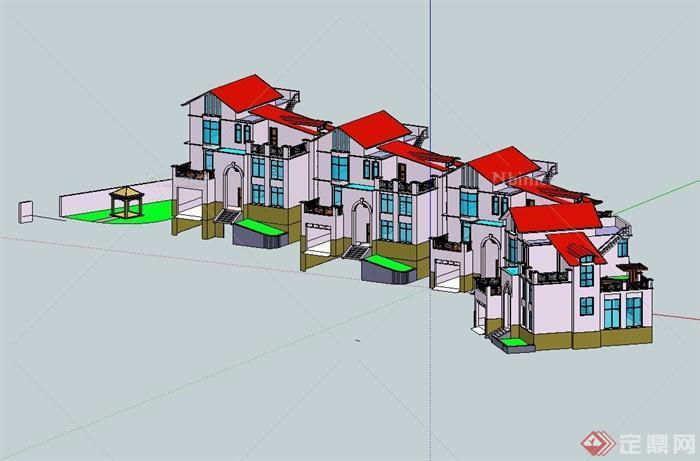 一个漂亮的别墅小区建筑设计su模型