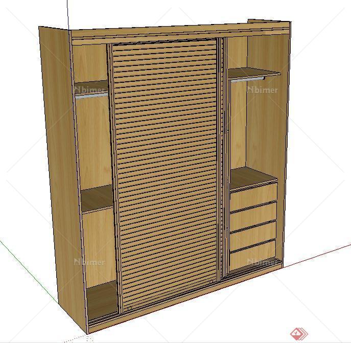 室内木质衣柜设计SU模型