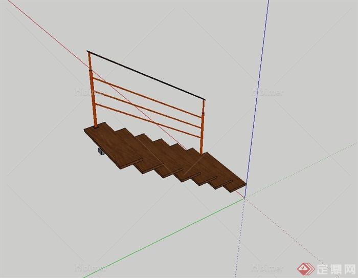 某现代风格栏杆楼梯设计su模型[原创]