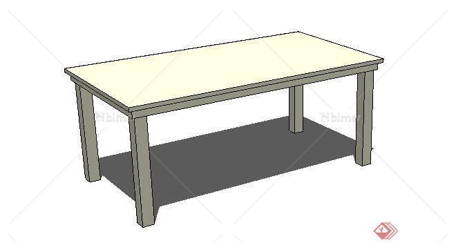 一个现代风格木桌SU模型素材