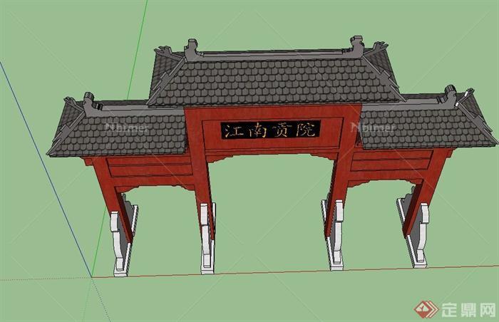 某住宅入口古典中式牌坊设计SU模型