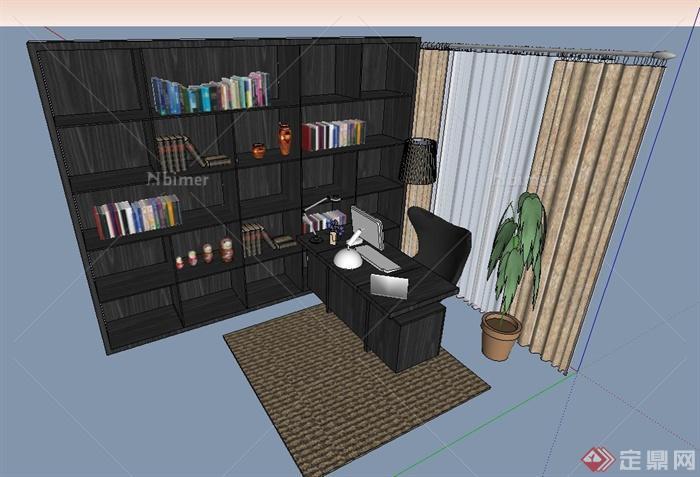 某室内书房家具设计SU模型