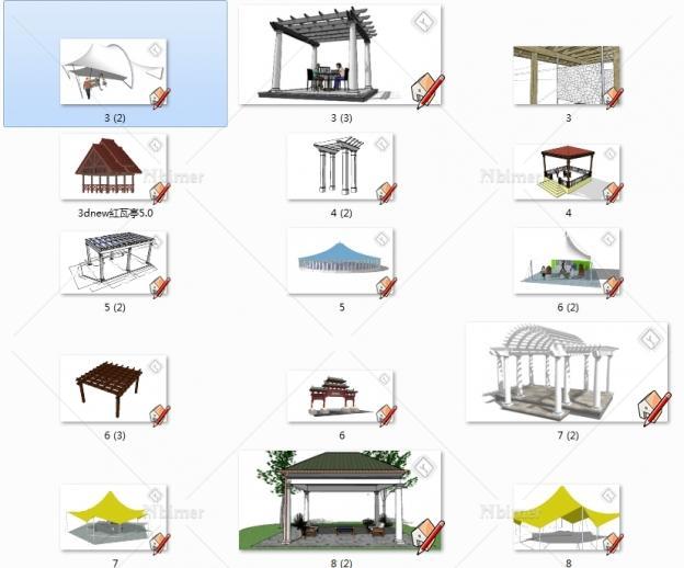 各种亭廊SketchUp模型133个打包下载