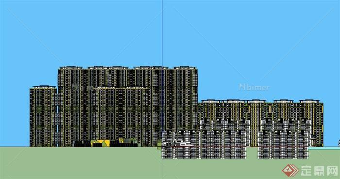 现代大型住宅小区居住建筑SU模型