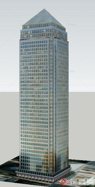 现代高层尖顶摩天大楼建筑设计su模型