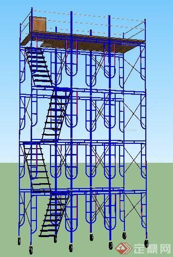 蓝色钢管脚手架SU模型[原创]