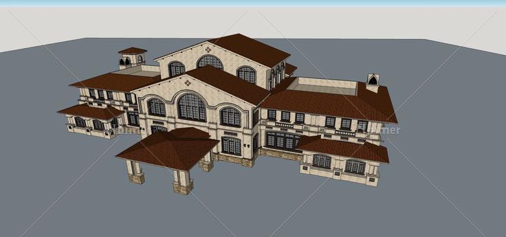 西班牙风格会所(69953)su模型下载