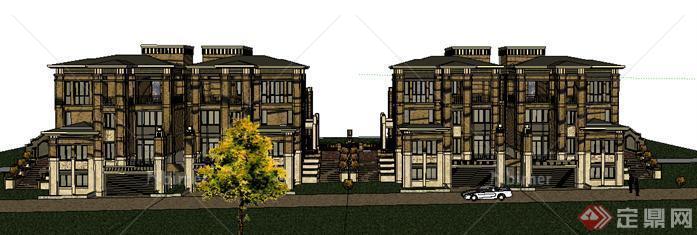 某新古典独栋别墅建筑设计方案SU模型1