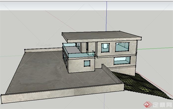 某小型别墅建筑设计SU模型素材1