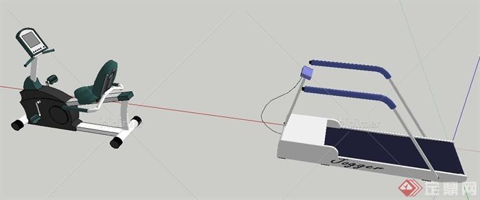 跑步机健身器材su模型