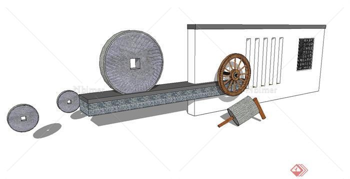 现代中式景墙照壁、小品设计su模型