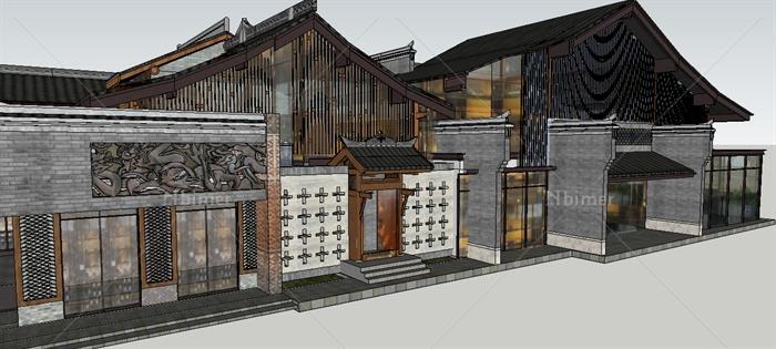 新中式博物展馆Su精致建筑设计模型[原创]