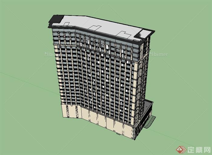 某现代风格高层国际酒店建筑设计su模型[原创]