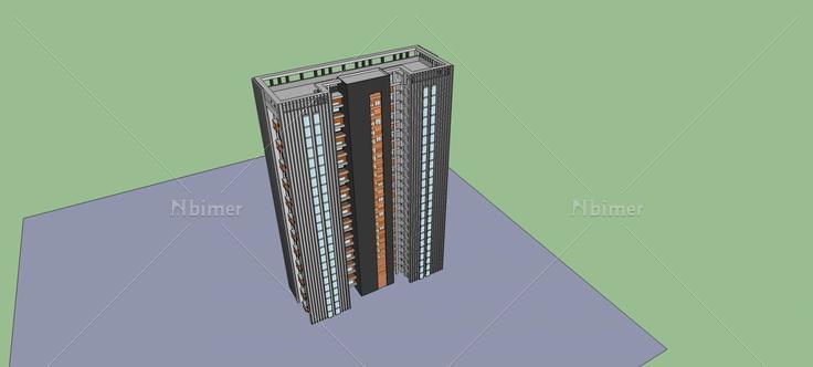 现代高层住宅公寓(74085)su模型下载