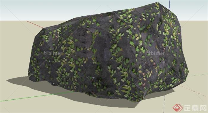 一块爬藤植物石头SU模型