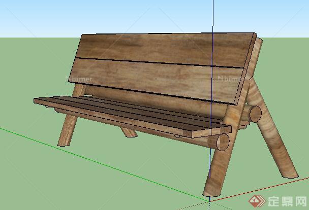 某园林景观木座椅设计模型