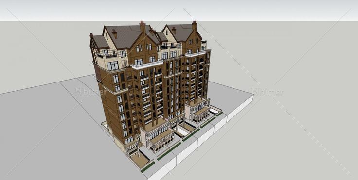 欧式高层住宅公寓(36814)su模型下载