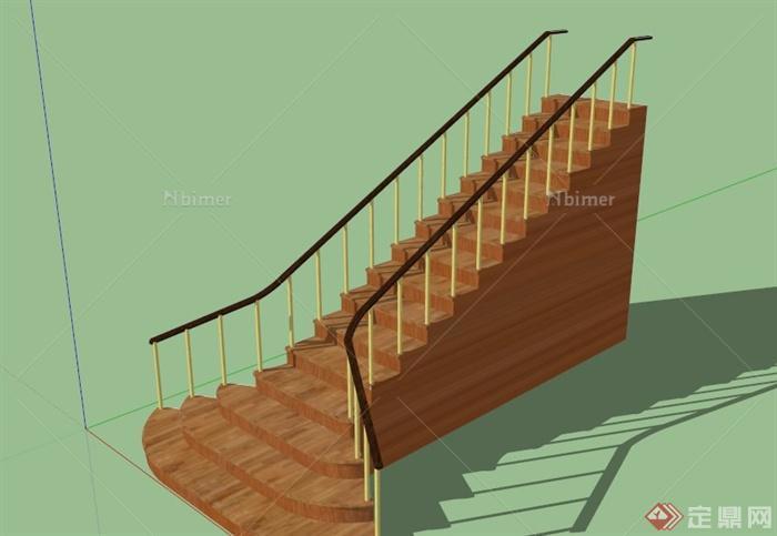 现代简约木楼梯设计SU模型
