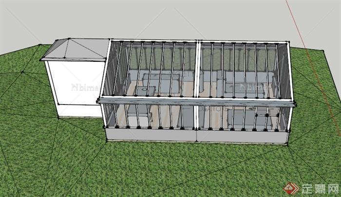 某现代温室大棚建筑设计SU模型