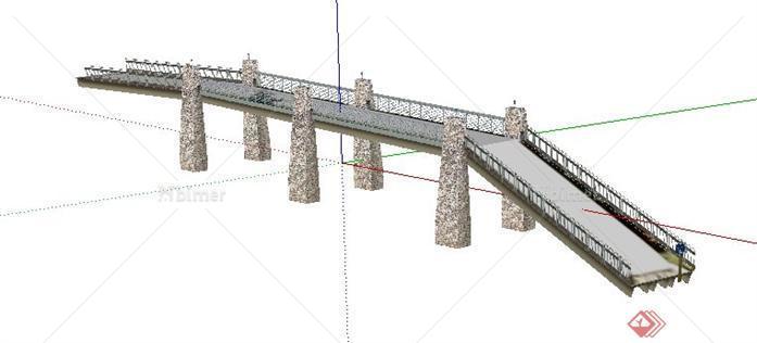 一个现代风格国外桥梁SU模型素材
