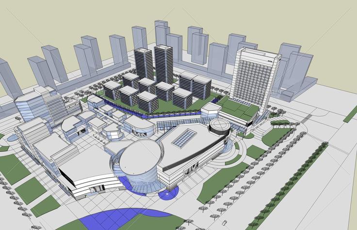 现代商业综合体(48906)su模型下载