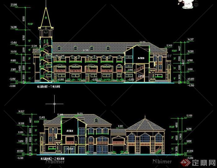 欧式三层幼儿园建筑设计CAD方案图