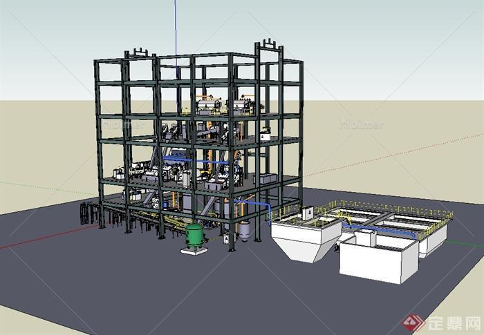 某现代风格多层厂房整体建筑设计SU模型[原创]