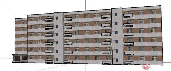 六层办公楼建筑设计su模型