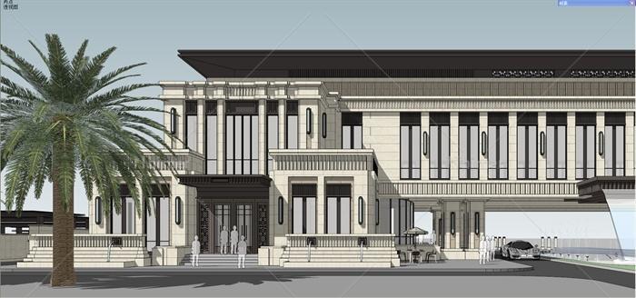 多层新古典会所建筑设计SU模型