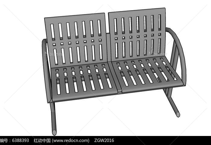 双人金属座椅模型