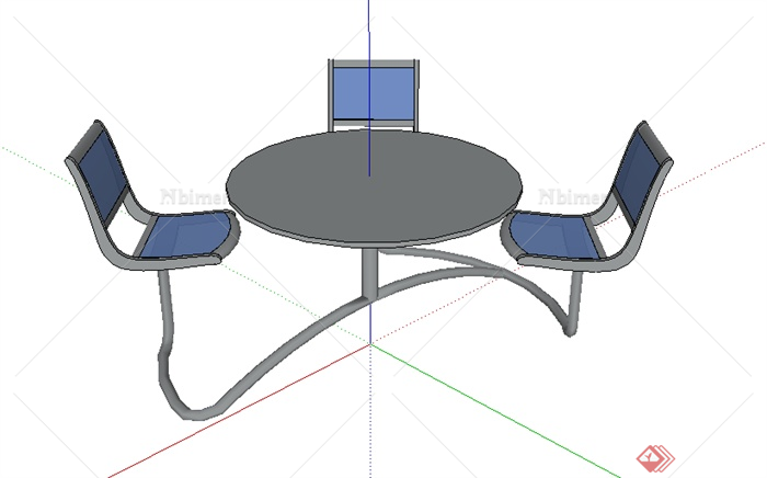 某室内家具圆桌坐凳SU模型素材2