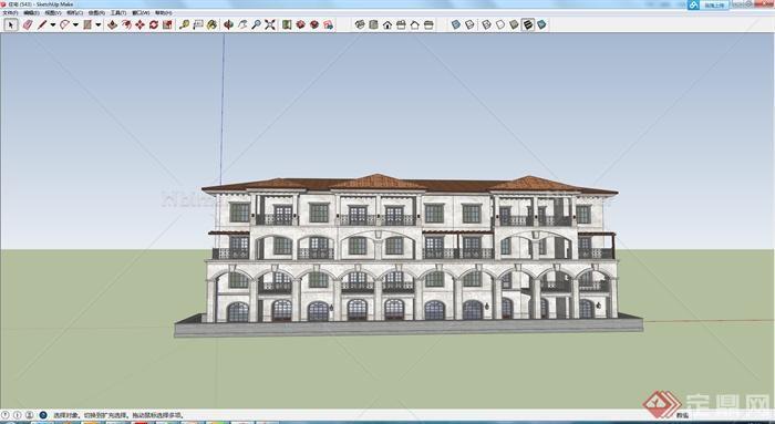 某欧式风格住宅建筑设计SU模型素材
