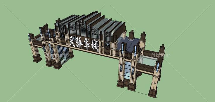 新古典风格小区入口(78778)su模型下载
