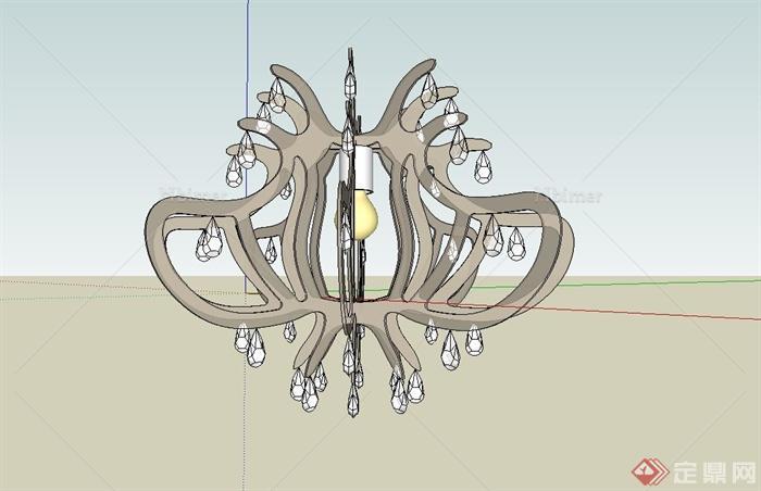 现代风格客厅吊灯设计su模型