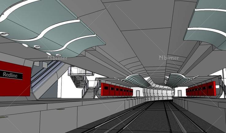 现代城市地铁站建筑模型(139107)su模型下载