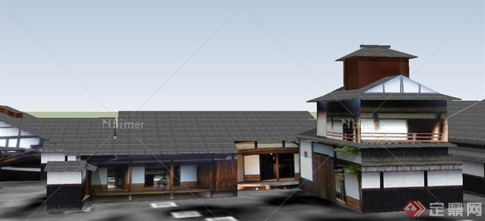 日式风格旅游地多个古建筑设计SU模型