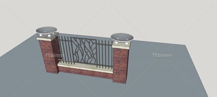 围墙护栏(77314)su模型下载
