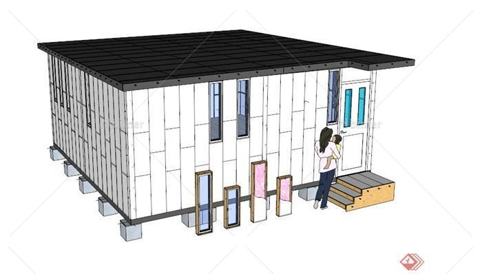 私人单层住房建筑设计SU模型