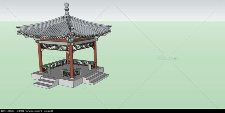 中式古典建筑亭子SU模型