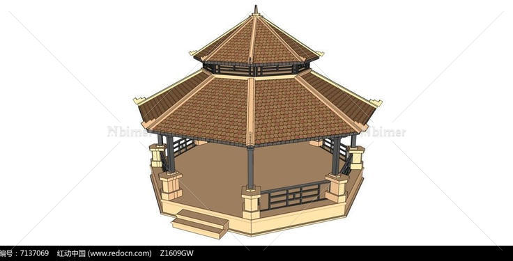 重顶古建亭子模型