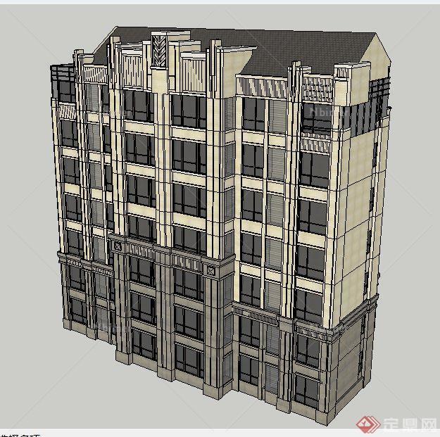 新古典风格七层住宅楼建筑设计su模型