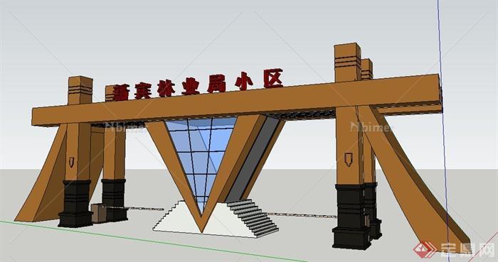 某住宅小区入口大门设计su模型