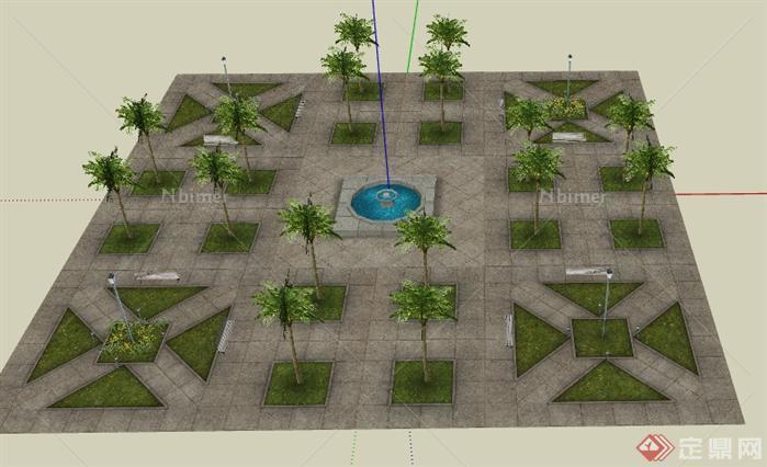 某公园景观植物配置设计SU模型